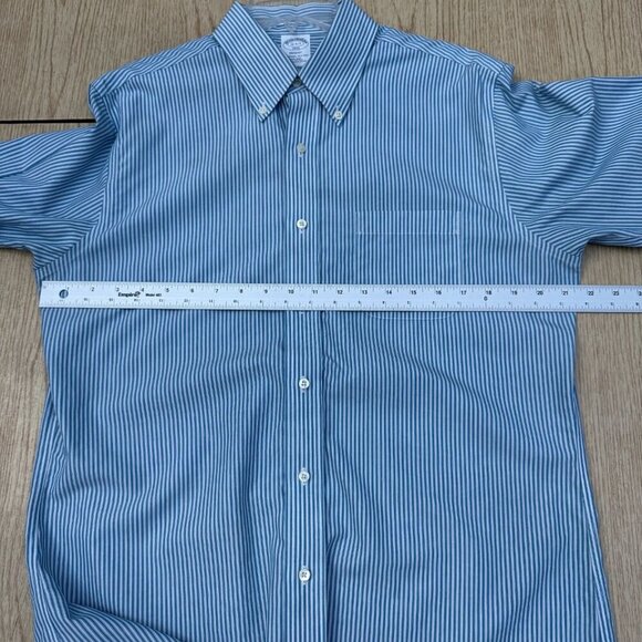 Brooks Brothers Regent Fit 16 Non-Iron Cotton Striped Long-Sleeve Shirt Blue - Picture 7 of 8